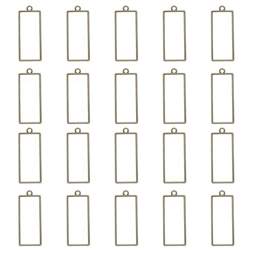 uxcell 25Pcs Alloy Open Bezel Pendants, Rectangle Hollow Frame Pendant Geometric Open Back Frame Pendant for Resin Jewelry Making Earrings Necklace Bracelet DIY, Bronze - color: Bronze, size: 1.93 x 0.8 inch