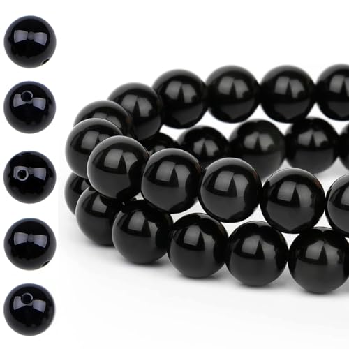 HAAMIIQII 6mm Natural Black Onyx Beads Round Gemstone Loose Beads for Jewelry Making 2 Strands (120-130pcs) - color: Black Onyx, size: 6mm (120-130pcs)