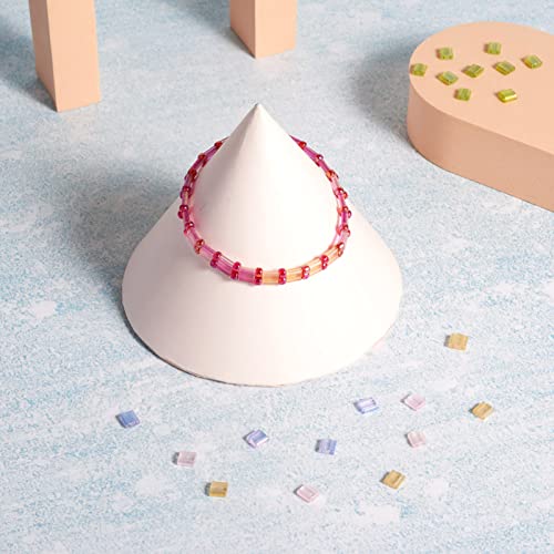 160pcs 2-Hole Glass Tila Beads 5x4.5-5.5x2-2.5mm 8 Colors Transparent Spray Painted Square Rectangle Seed Beads with Glitter for DIY Pendants Bracelets Jewelry Making, Holes: 0.5-0.8mm(Mix Color#1)