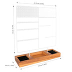 Jewelry Holder Organizer Stand, 4 Tier Earring Organizer with 84 Holes Ear Stud, Jewelry Display with Earring Necklace Bracelet Holder, Jewelry Organizer Holder with Wood Basic stand (White+Brown) - color: White+Brown