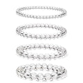 Vinswet 4pcs Beaded Bracelets for Women,Natural Healing Crystal Gemstones Bracelet,Anxiety Stress Relief Bracelet Handmade purple Jewelry Gifts for Women - color: Clear crystal