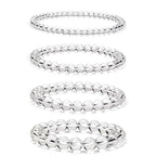 Vinswet 4pcs Beaded Bracelets for Women,Natural Healing Crystal Gemstones Bracelet,Anxiety Stress Relief Bracelet Handmade purple Jewelry Gifts for Women - color: Clear crystal
