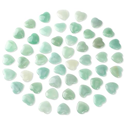 Gerrii 50 Pcs Heart Healing Stone Bulk Quartz Heart Inspirational Stones Gift for Women Love Pocket Polished Natural Energy Balancing Meditation 0.8 Inch(Green) - color: Green