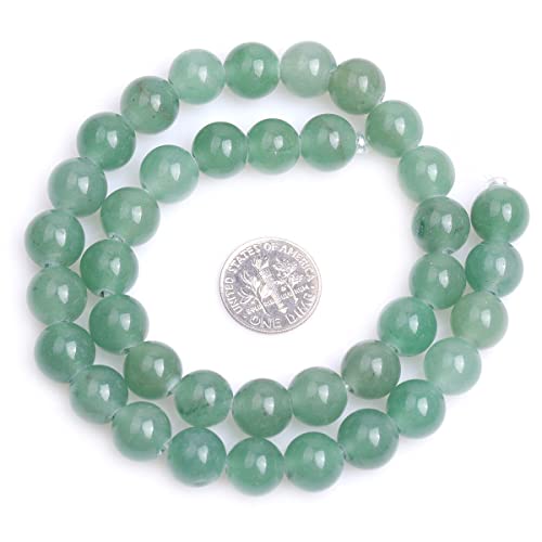 JOE FOREMAN 2MM Big Hole 10mm Green Aventurine Jade Round Natural Gemstone Semi Precious Loose Beads for Jewelry Making 15" Beaded Strand DIY Handmade Craft Supplies - size: 10mm