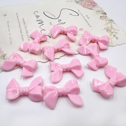 18 Pcs Bow Acrylic Beads Rhinestone Bead for Beadable Pens Handicrafts Beaded Pen Phone Straps Bag Pendants DIY Crafts Stuff - color: Arylic Bow-18pcs