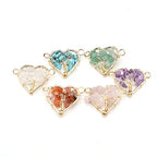LE SKY 8 Pcs Natural Chip Stone Pendant Connectors Mixed Crystal Stone Wire hand knitting Life Tree Charms for Jewelry Making Necklace Bracelet DIY