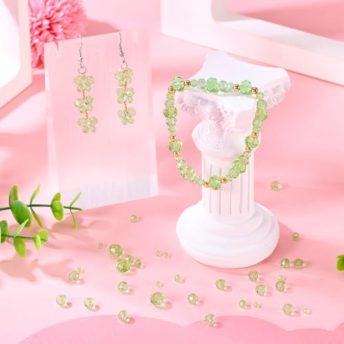4 Strands Faceted Glass Beads Crystal 3/4/6/8mm Rondelle Transparent Glass Loose Spacer Beads for DIY Bracelet Necklace Wristband Keychain Jewelry Craft Making, Pale Green - color: 3/4/6/8mm-Pale Green