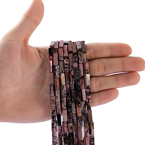 Natural Rhodochrosite Rectangle Tube Beads 4x13mm 38cm/str Loose Semi Gemstone Stone Beads for Making Bracelets Necklace Earrings - color: Rhodochrosite, size: 4x13mm Rectangle