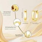 925 Sterling Silver Earrings Small Chunky Hoop Earrings for Women Trendy Huggie Hoop Earrings 14K Gold Plated Hypoallergenic Earrings Small Thick Huggie Hoops Earrings - color: Gold2
