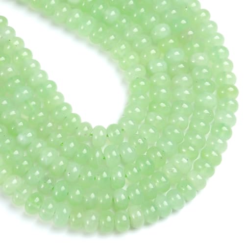 76pcs 5x8mm Natural Stone Light Green Jade Rondelle Spacer Loose Beads Abacus Disk Stone Round Loose Gemstone Beads for Jewelry Making DIY Bracelet Necklace - color: Light Green Jade Stone
