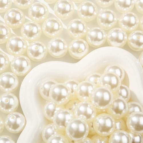 20mm White Pearl Beads 180pcs Chunk Bubblegum Bead Acrylic Pen Ball Beads for Pen Bag Jewelry Making Necklace Bracelets (White Pearl) - color: white pearl