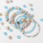 Vinswet 4pcs Beaded Bracelets for Women,Natural Healing Crystal Gemstones Bracelet,Anxiety Stress Relief Bracelet Handmade purple Jewelry Gifts for Women - color: Amazonite&Blue cat eyes&Blue Jasper