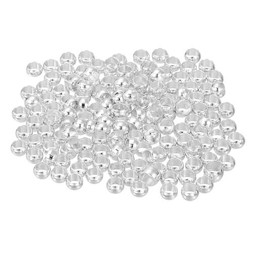 uxcell 200Pcs Round Crimp Beads, 4mm Metal Spacer Loose Beads Metal Clamp Ends Tiny Stoppers Bead for Bracelet Jewelry Making Craft DIY, Silver - color: Silver, size: 4mm