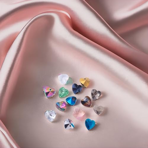 Ipotkitt 200 Pcs Colorful Glass Faceted Heart Charms Romantic Valentines Love Crystal Heart Shaped Charms for DIY Craft Jewelry Making Findings - color: 200pcs-Faceted Heart Charms-14x14x8mm