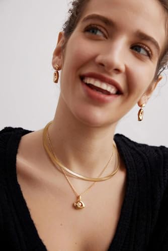 Aobei Pearl 18K Gold Plated Cuff Choker Necklace for Women Chunky Wire Chain Collar Jewelry - style: Buckle Cuff Choker