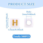 FASHEWELRY 500Pcs White Golden Letter Beads 4.5mm Square Alphabet Beads Acrylic Cube Letter H Beads for Friendship Bracelet Necklace Keychains Jewelry Making - color: Letter H