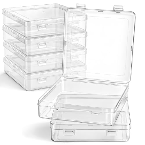 Jetec 6 Pieces Mini Plastic Clear Beads Storage Containers Box for Collecting Small Items, Beads, Jewelry, Business Cards, Game Pieces, Crafts (5.9 x 5.9 x 1.5 Inch) - size: 5.9 x 5.9 x 1.5 Inch