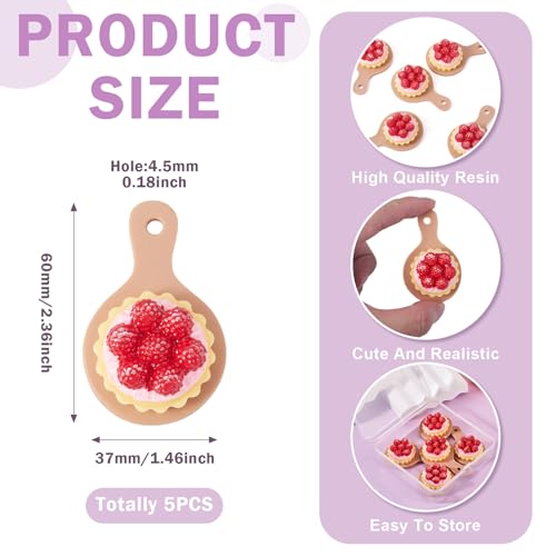 Cheriswelry Cup Cake Resin Pendants Lovely Food Sweet Dessert Dangle Charms Links Hanging Ornament with Metal Loop Fruit Pendants for Key Chains Bracelet Necklace Jewelry Making - color: Strawberry Cake