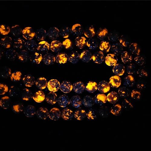 8mm Natural Flame Yooperlite Gemstone Beads Polished Round Smooth Stone Beads for Bracelets Jewelry Making 15inch Loose Beads - color: Flame Yooperlite Stone, size: 8mm