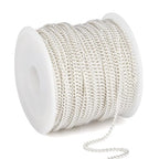 33 Feet Silver Curb Chains Roll, 2MM Silver Plated Brass Flat Twisted Link Chain Spool Bulk for Jewelry Making DIY Craft - color: 2.0mm silver curb chain