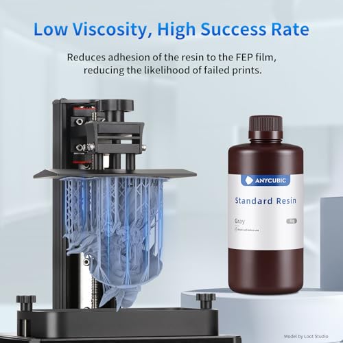 ANYCUBIC 3D Printer Resin, 405nm SLA UV-Curing Resin with High Precision and Quick Curing & Excellent Fluidity for LCD 3D Printing (Grey+Grey, 2kg) - color: Grey, size: 2kg