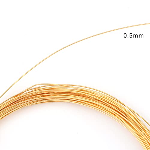 BEADIA 18K Gold Plated Wire 0.5mm 10 Meters Bead Cord for Bracelet Necklace Charm Beading Jewelry Making Findings - size: 0.5mm, style: 18K Gold