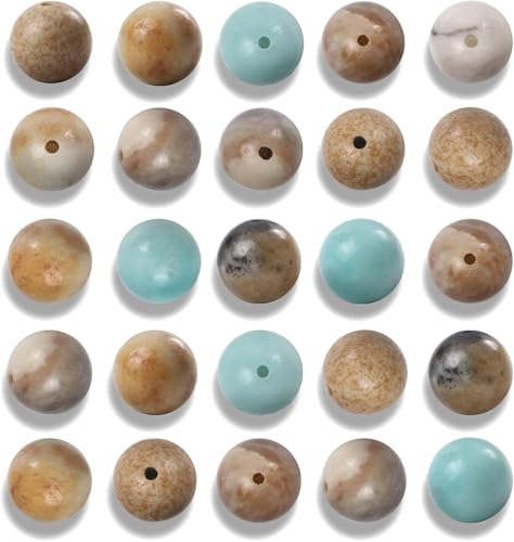 100Pcs 10mm Smooth Amazonite Beads for Jewelry Making, Natural Round Loose Gemstone Stone Bead for Necklace Bracelets, Crafts for Adults with Crystal Stretch Cord - color: Amazonite Gemstone, size: 10mm