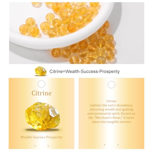 Vinswet 60pcs 6mm Citrine Natural Stone Beads Round Genuine Real Stone Beading Loose Gemstones DIY Smooth Bead for Bracelet Necklace Earrings Jewelry Making - color: Citrine, size: 6mm