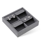 Dark Blue Jewelry Display Tray Ring Necklace Earring Bangle Organizer Multifunctional Storage Case for Jewelry Showcase (Small 4 Grids Earrings Tray) - color: 05-Earring Tray
