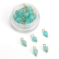 Beadia Natural Faceted Cube Stone Charms 4mm 30pcs with Untarnish Metal Accessories Loose Square Beads for DIY Jewelry Making - color: Tianhe