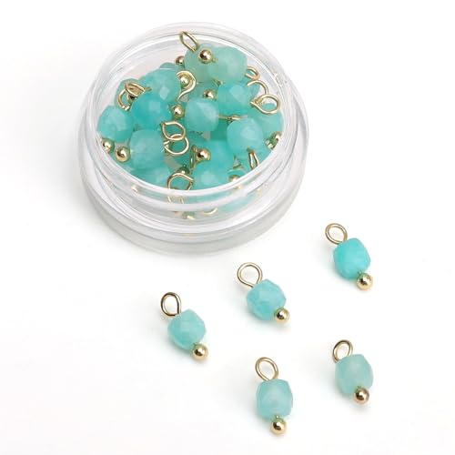Beadia Natural Faceted Cube Stone Charms 4mm 30pcs with Untarnish Metal Accessories Loose Square Beads for DIY Jewelry Making - color: Tianhe