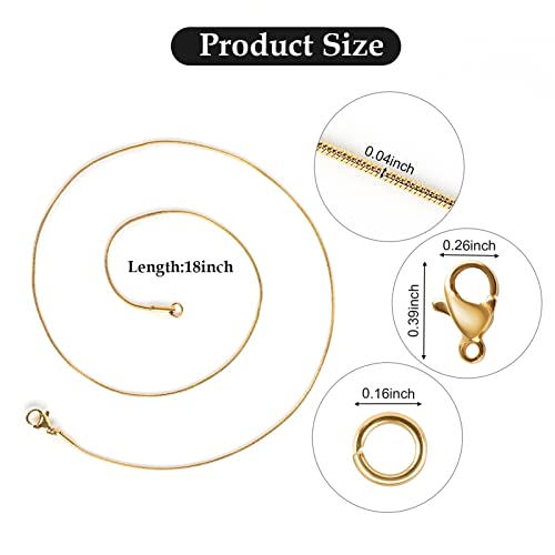UMAOKANG Gold Plated Snake Chains for Jewelry Making, 10 Pack Stainless Steel Thin Chain Women Necklace DIY Supplies (18 Inch) - color: Gold Snake, size: 18 Inch