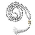 LIUANAN 108 Mala Beads 8mm Natural Bracelet Healing Gemstone Yoga Meditation Hand Knotted Mala Prayer Bead Necklace - color: White Natural Turquoise