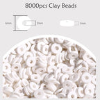 Clay Beads, 8000Pcs White Clay Heishi Beads for Bracelets Making, Flat Round Polymer Heishi Beads for DIY Jewelry Making - color: 8000pcs White