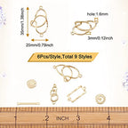 FASHEWELRY Golden Bow Connector Charms Bulk, Christmas Bowknot Link Charms, Infinity Links Geometric Hollow Bezel Pendants for Earring Bracelet Necklace Keychains Jewelry Making - color: 9 Styles Links Charms