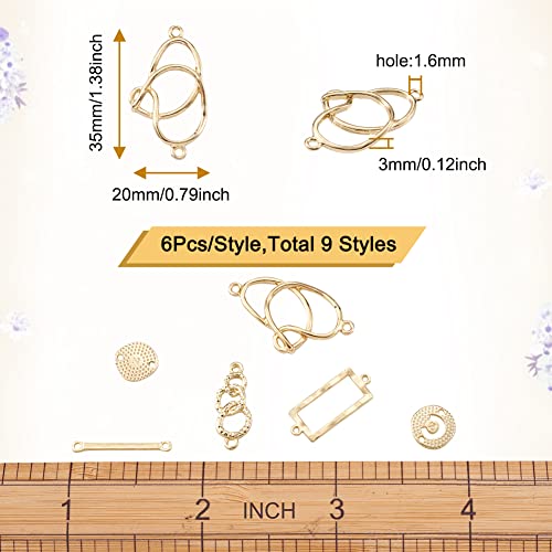 FASHEWELRY Golden Bow Connector Charms Bulk, Christmas Bowknot Link Charms, Infinity Links Geometric Hollow Bezel Pendants for Earring Bracelet Necklace Keychains Jewelry Making - color: 9 Styles Links Charms