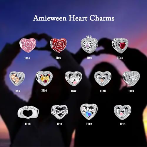 S925 Charms for Bracelets and Necklaces, Gifts for Mothers Nurses Day Graduation, for Girlfriend Family Friend, Bead Pendant, for Pandora, Silver 14K Gold Plated Enamel CZ, DIY Jewelry Making - style: 21 Small Silver Heart Charms