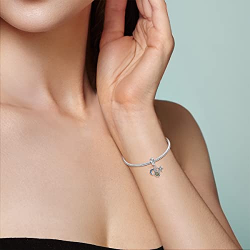 MULA 925 Sterling Silver Charms for Bracelets and Necklaces Lipstick and Bag Dangle Pendants Tower Camera Beads Jewelry Charms for Women - color: Sun Star Moon