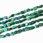 6-8mm Natural Malachite Nuggets Oval Free Tumbled Pebble Semi Precious Gemstone Loose Stone Beads Approx 15.5 inch for DIY Jewelry Making - color: Malachite