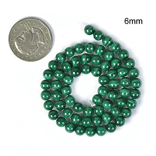 Natural Malachite 6mm Gemstone Round Loose Beads Strand for DIY Bracelet Necklace Jewelry Making Bead - color: Malachite, size: 6mm