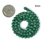 Natural Malachite 6mm Gemstone Round Loose Beads Strand for DIY Bracelet Necklace Jewelry Making Bead - color: Malachite, size: 6mm