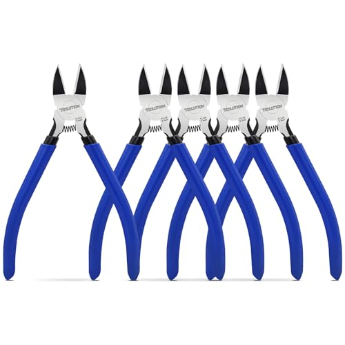 5 Inch Wire Cutters, Flush Side Cutter Pliers for Jewelry Making, Micro Flush Cutters for Artificial Flowers, Wire Snips, Model Nippers for Crafting, 3d Printing, 5 Pack - color: 5 Pack