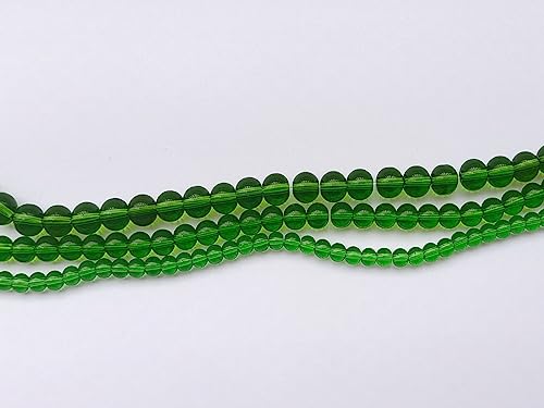 Glass Beads 6mm 140pcs Round Smooth Loose Beads for Bracelet Necklace Jewelry Making Craft DIY（6mm, 50602 Green） - color: Green, size: 6mm