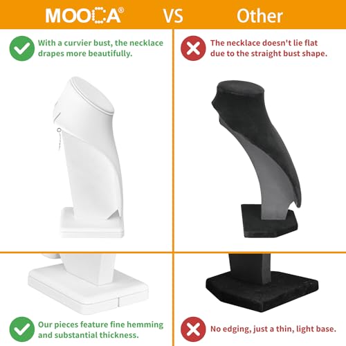 MOOCA 2 Pcs Deluxe Medium Necklace Chain Jewelry Display Holder, Jewelry Stand, Necklaces Display Mannequin Bust Stand, White Faux Leather - color: 1) Whit Faux Leather, 2 pieces