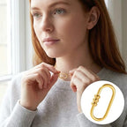 2 Pcs Locking Carabiner Small, Oval Jewelry Carabiner, Gold Carabiner Clasp, Metal Carabiner Necklace for DIY Necklace Bracelets Jewelry Making Hook (Gold, Style5) - color: 2 Pcs-Gold, Style6