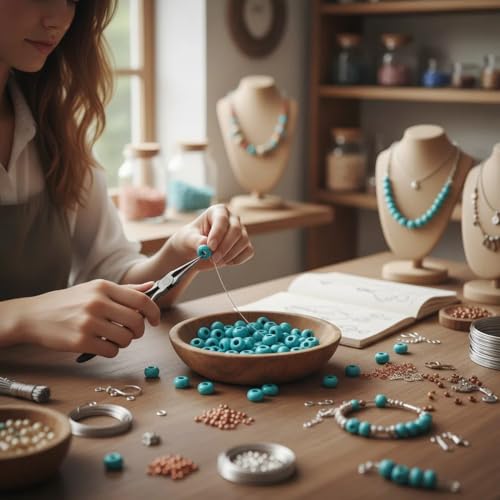 Turquoise Large Hole Beads for Jewelry Making-100pcs 14mm European Rondelle Spacer Beads,Big Hole Craft for Bracelets - color: Turquoise
