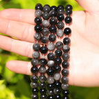 Natural Stone Beads Obsidian 8mm Polished Round Smooth Gemstone Beads for Jewelry Making Supplies 15 Inch(45Beads) - color: Obsidian 8mm-45pcs