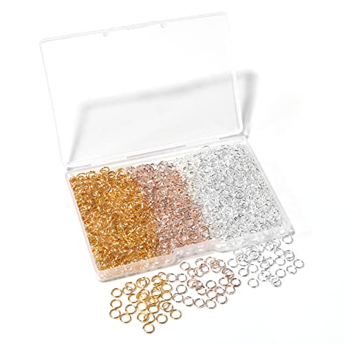 1000 Pcs 5mm Open Jump Rings Silver, Gold and Rose Gold Plated Jump Rings for Jewelry Making Iron Made Single Ring Bulk for DIY Craft Earring Necklace Bracelet Pendant Choker Jewelry Making Findings - color: Color mixing, size: 5mm