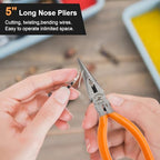 Rongon 3Pack-Mini Needle Nose Pliers 5" Small Long Nose Pliers with Wire Cutters for Jewelry, Making, DIY, Working in Tight Areas (3Pcs) - size: 3Pcs