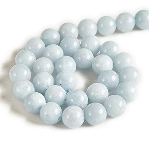 60pcs 6mm Aquamarine Beads Natural Gemstone Beads Round Loose Beads for Jewelry Making - color: Aquamarine, size: 6mm